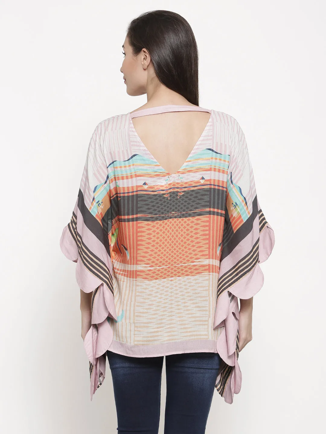 Pink Scalloped Edge Kaftan Top - (Clearance - Final Sale)