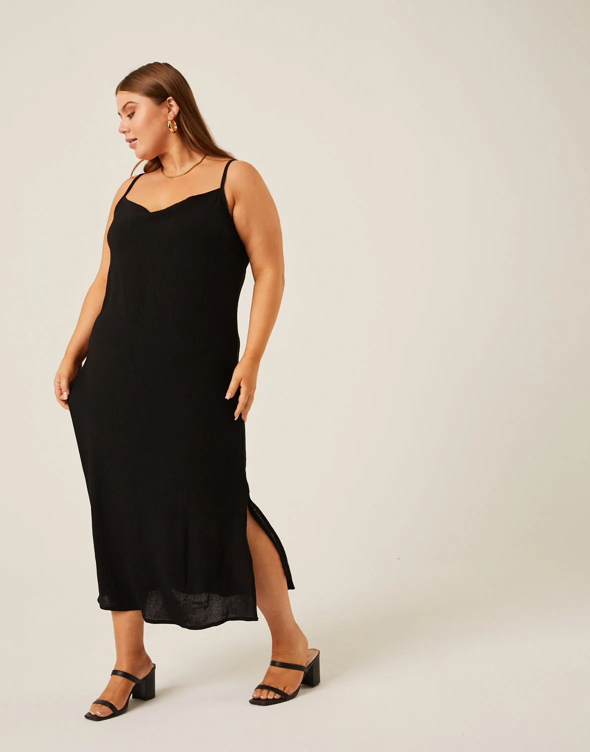 Plus Size Crinkle Woven Slip Dress