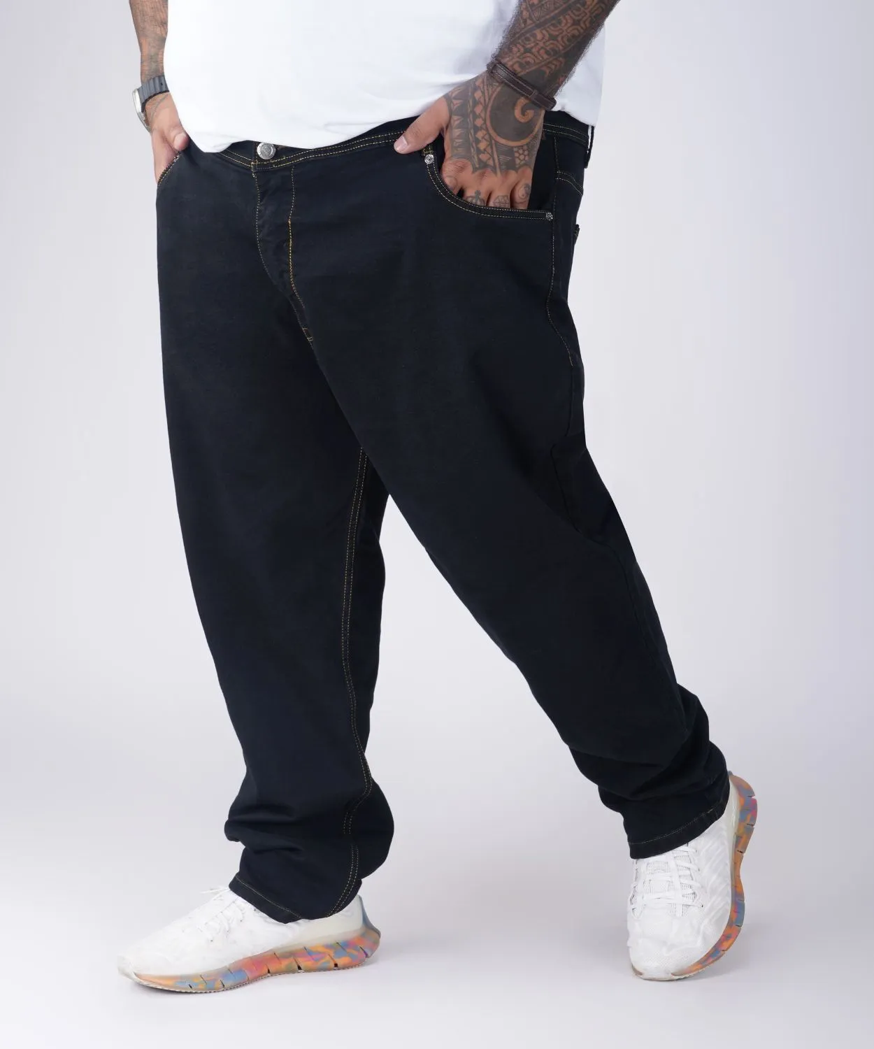 Plus Size Men Black Comfort Fit Jeans