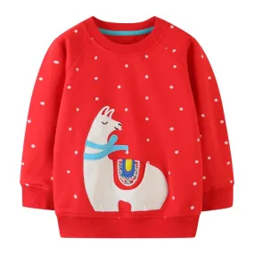 Premium Toddler Girl's Casual Red Sweatshirt