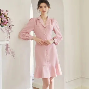 Pretty Pink Lapel Midi Dress