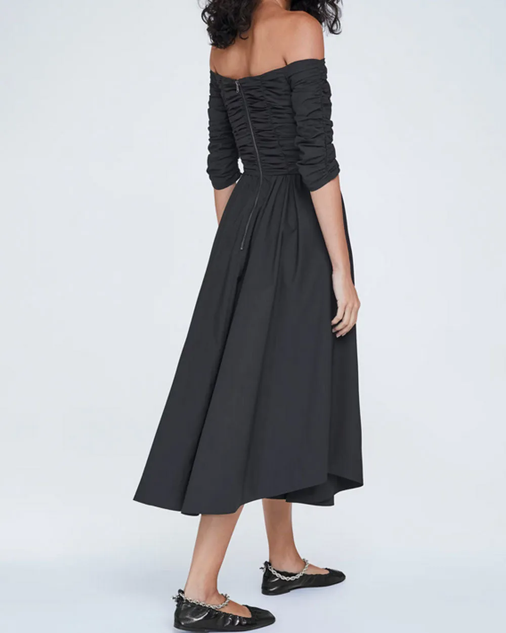 Pure Black Poplin Power Dress