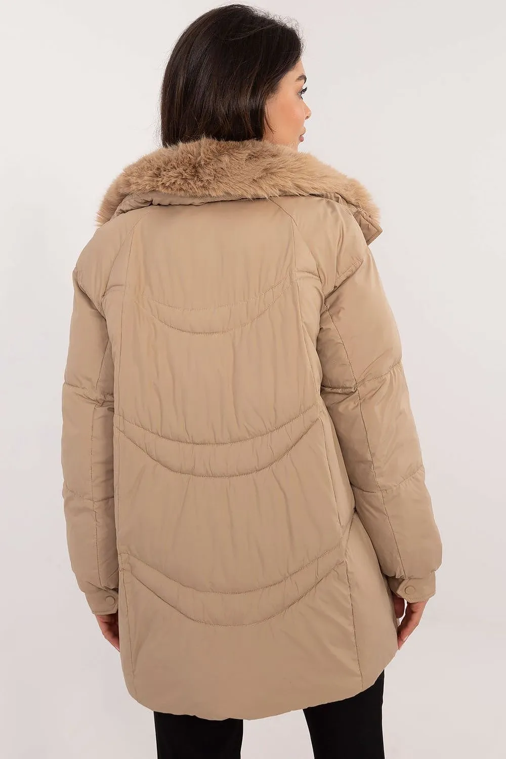 Quilted Parka Jacket Camel Brown