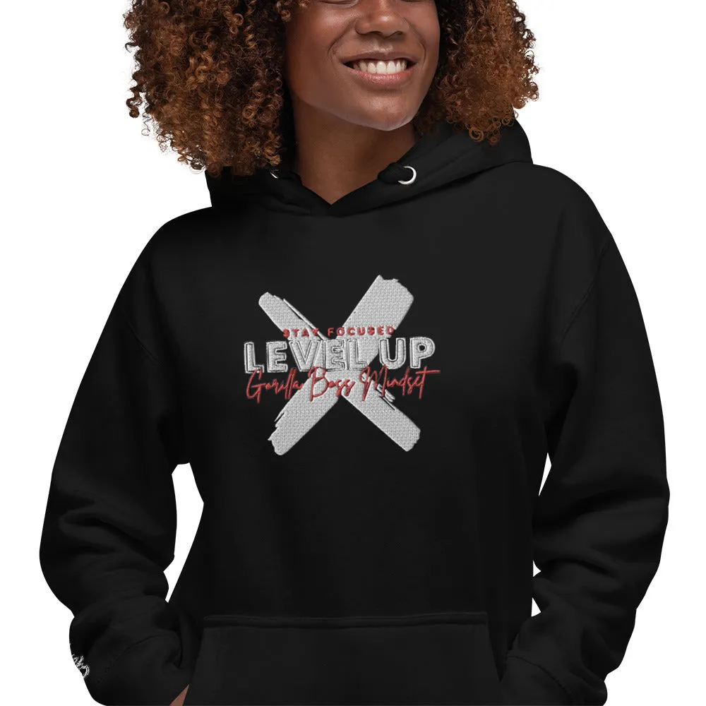 "Level Up" Embroidered Unisex Hoodie (Color options available)