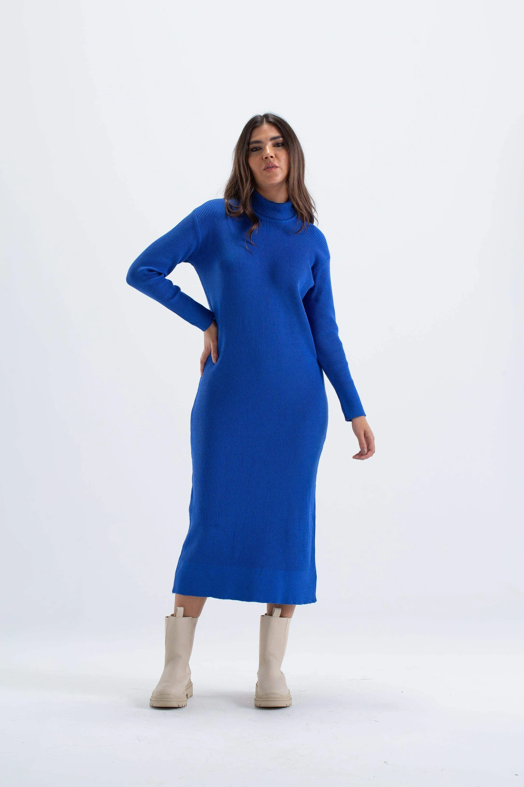 Ribbed Wool Midi Dress