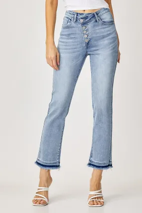 Risen High-Rise Cross Over Jeans