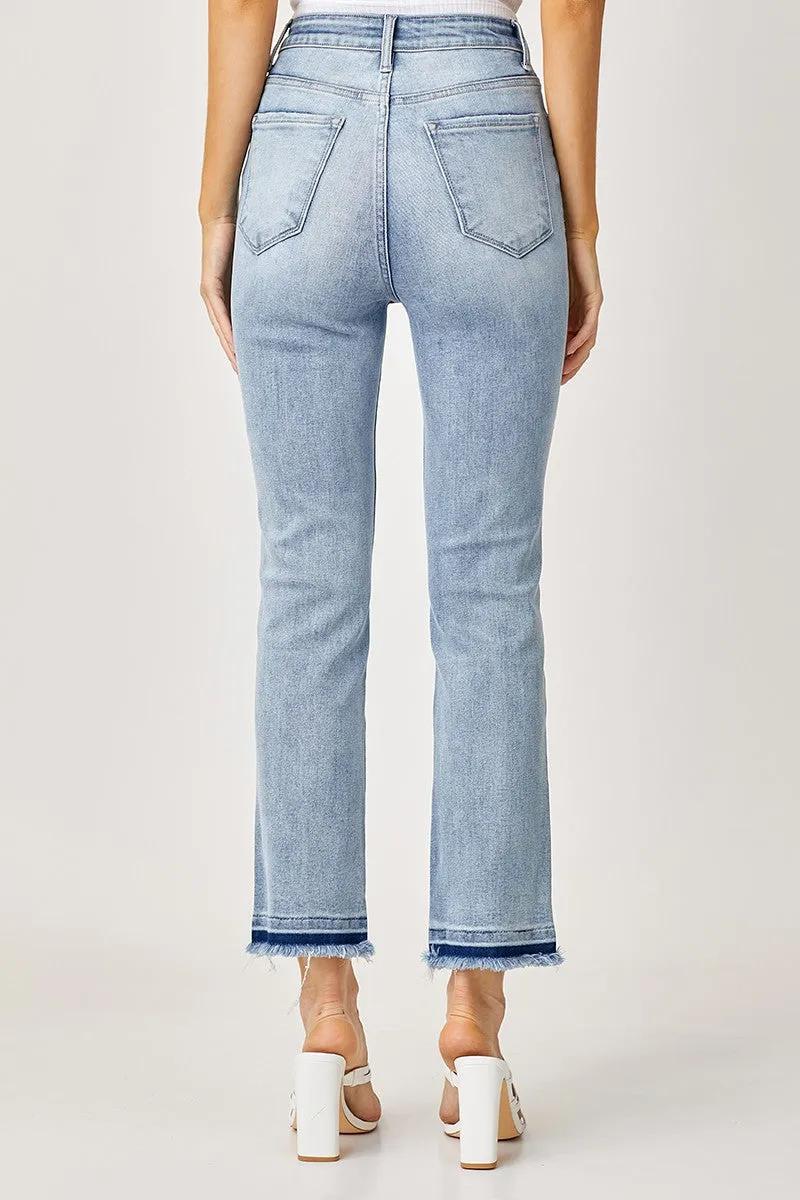 Risen High-Rise Cross Over Jeans