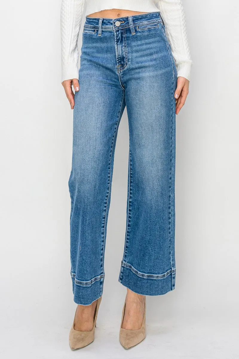 Risen Jeans - High Rise Wide Leg Crop Jeans - RDP5620