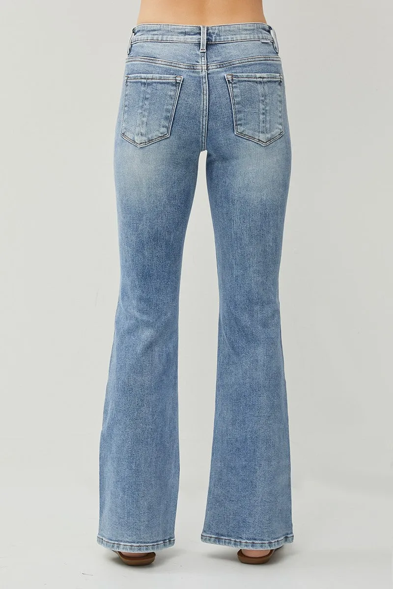 Risen Mid Rise Flare Jeans