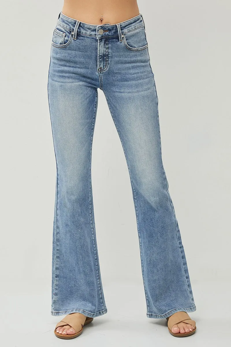 Risen Mid Rise Flare Jeans