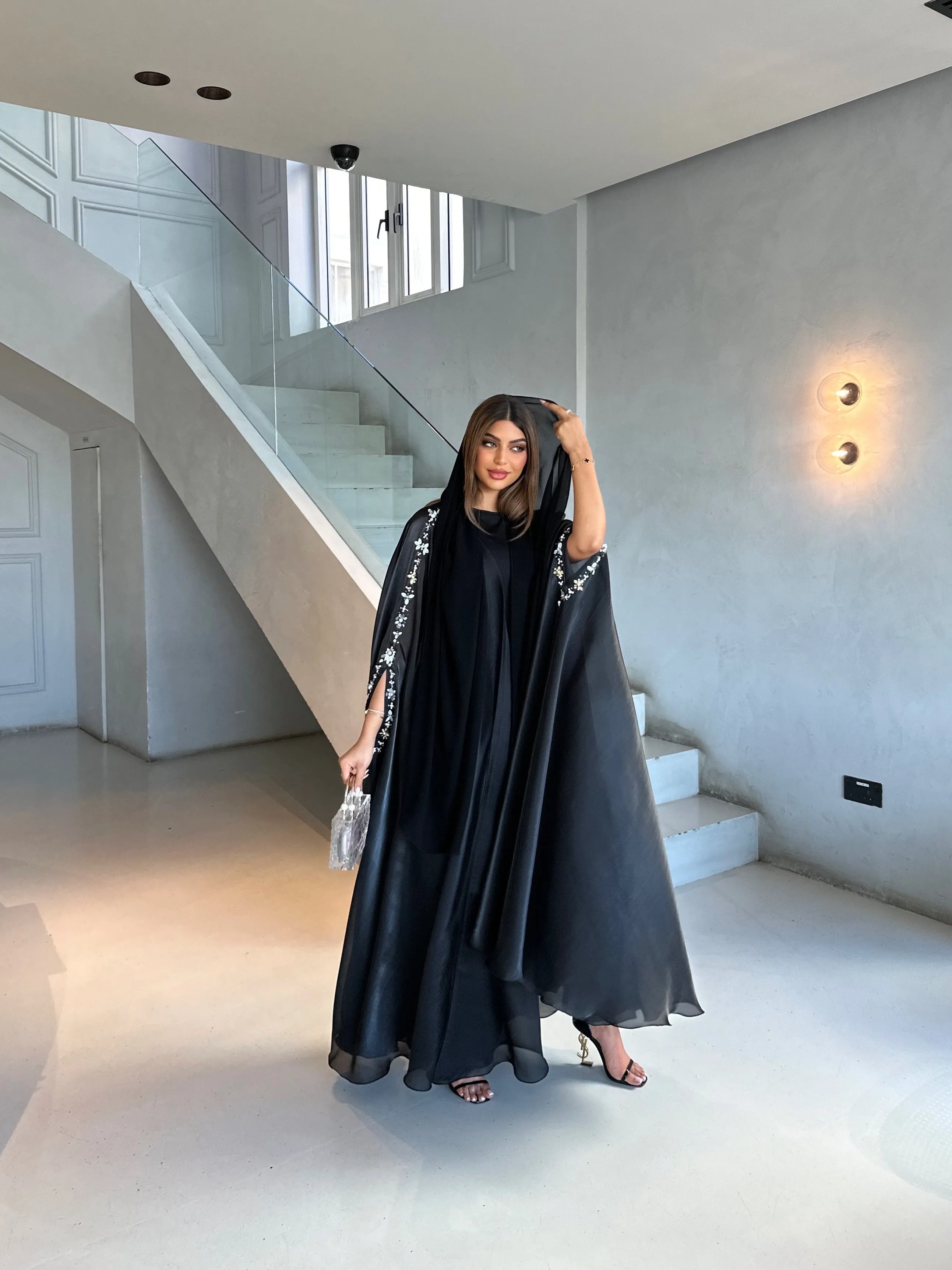 ROYAL BLACK CAPE ABAYA #414