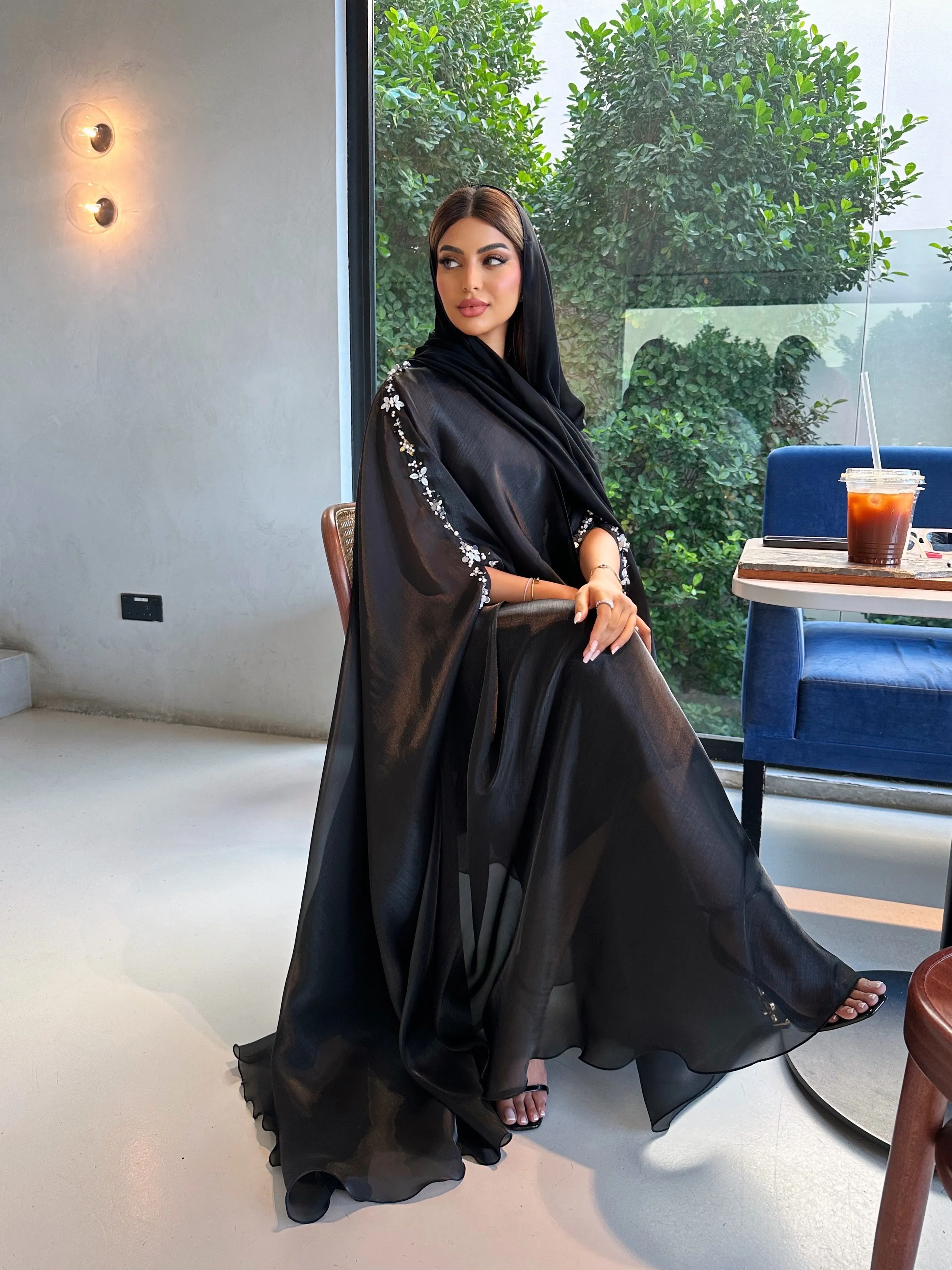 ROYAL BLACK CAPE ABAYA #414