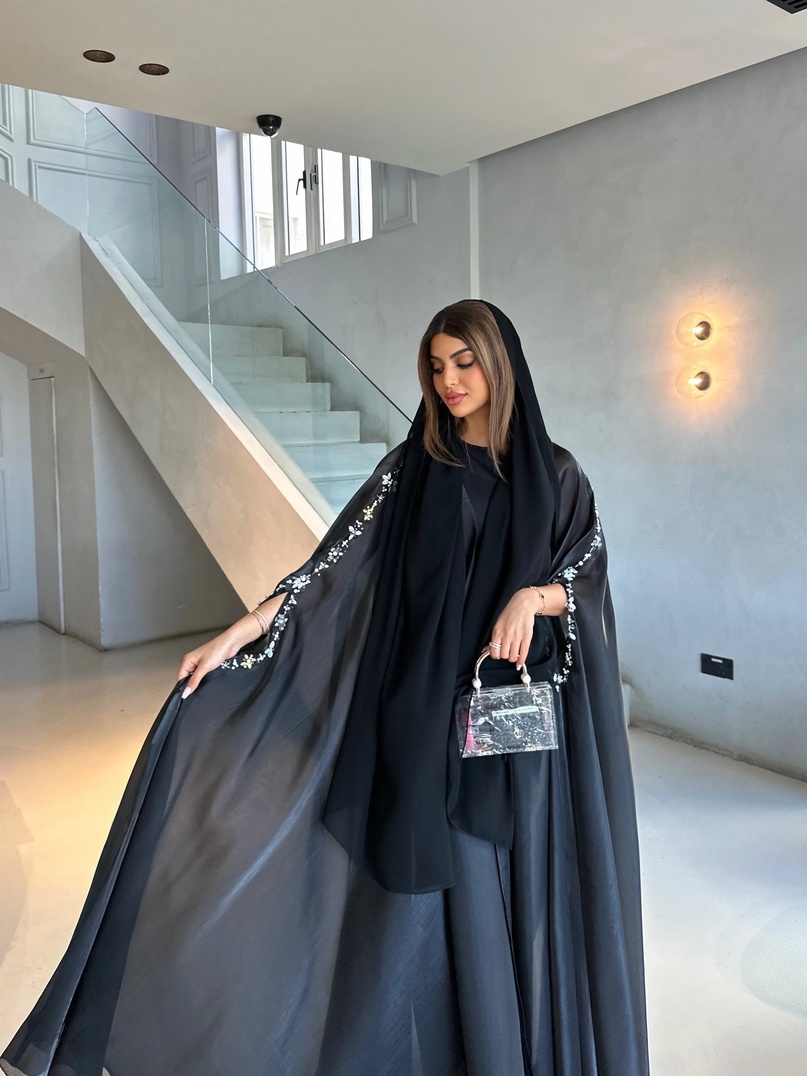 ROYAL BLACK CAPE ABAYA #414