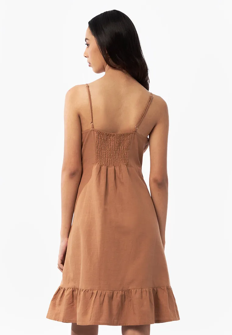 Ruffled Mini Slip Dress