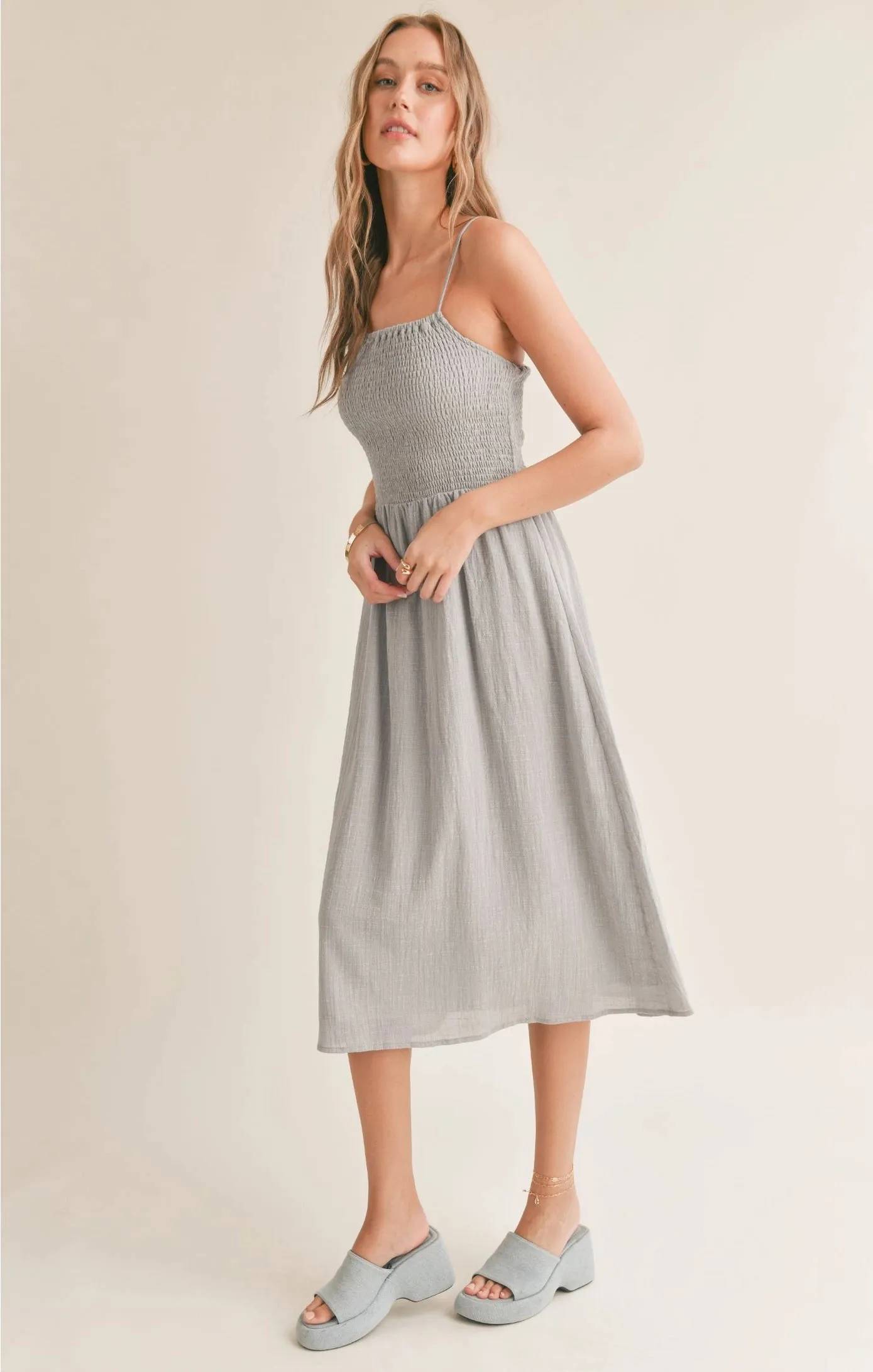 Sadie & Sage Bird Song Smocked Midi Dress