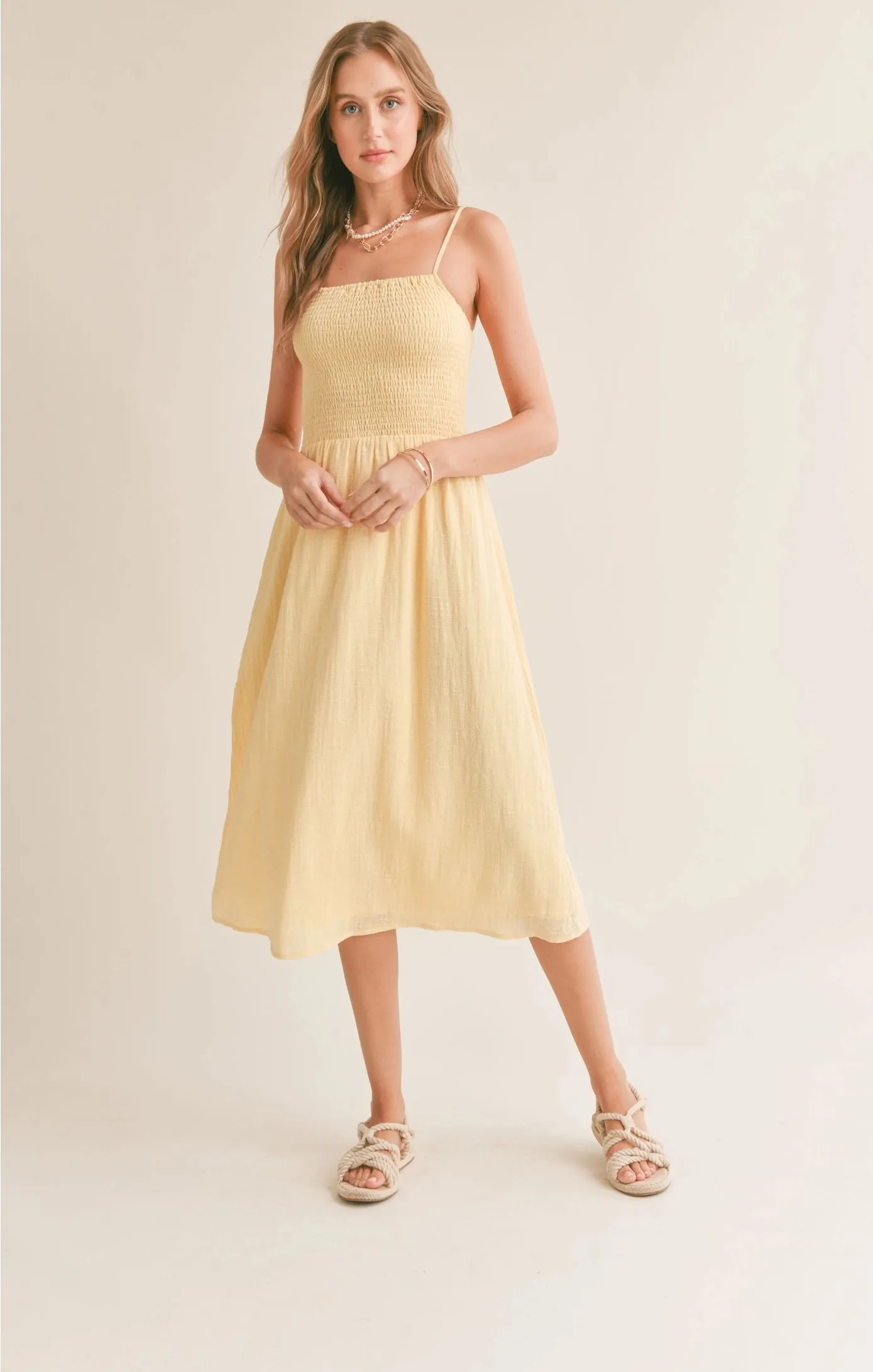 Sadie & Sage Bird Song Smocked Midi Dress