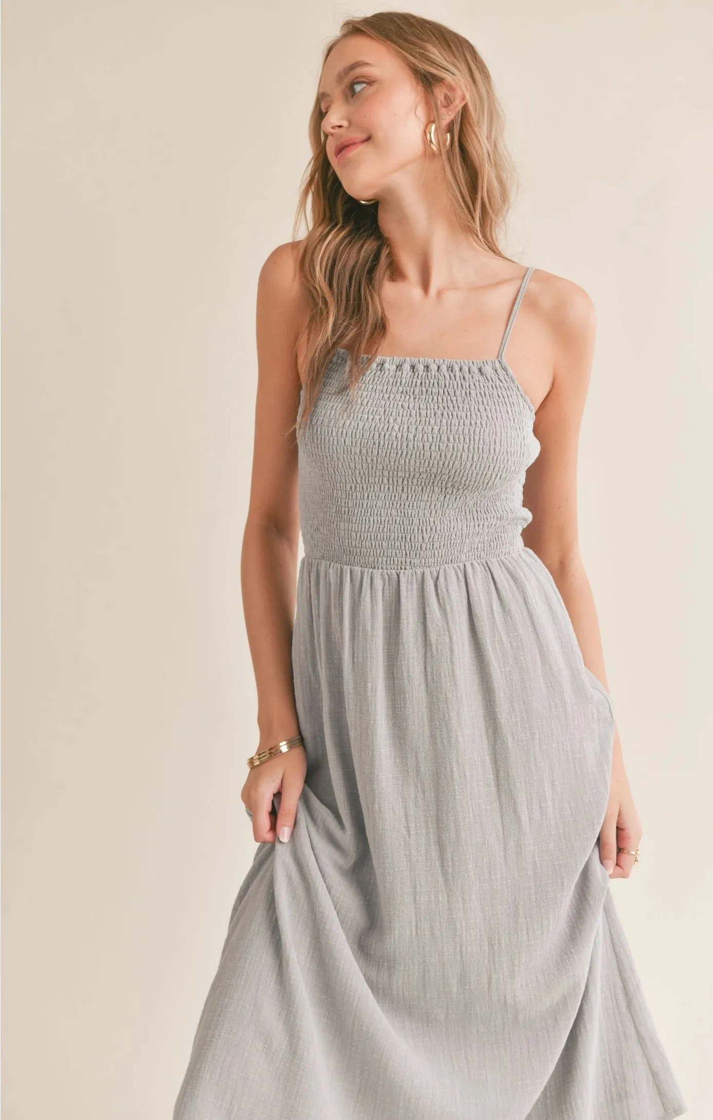 Sadie & Sage Bird Song Smocked Midi Dress