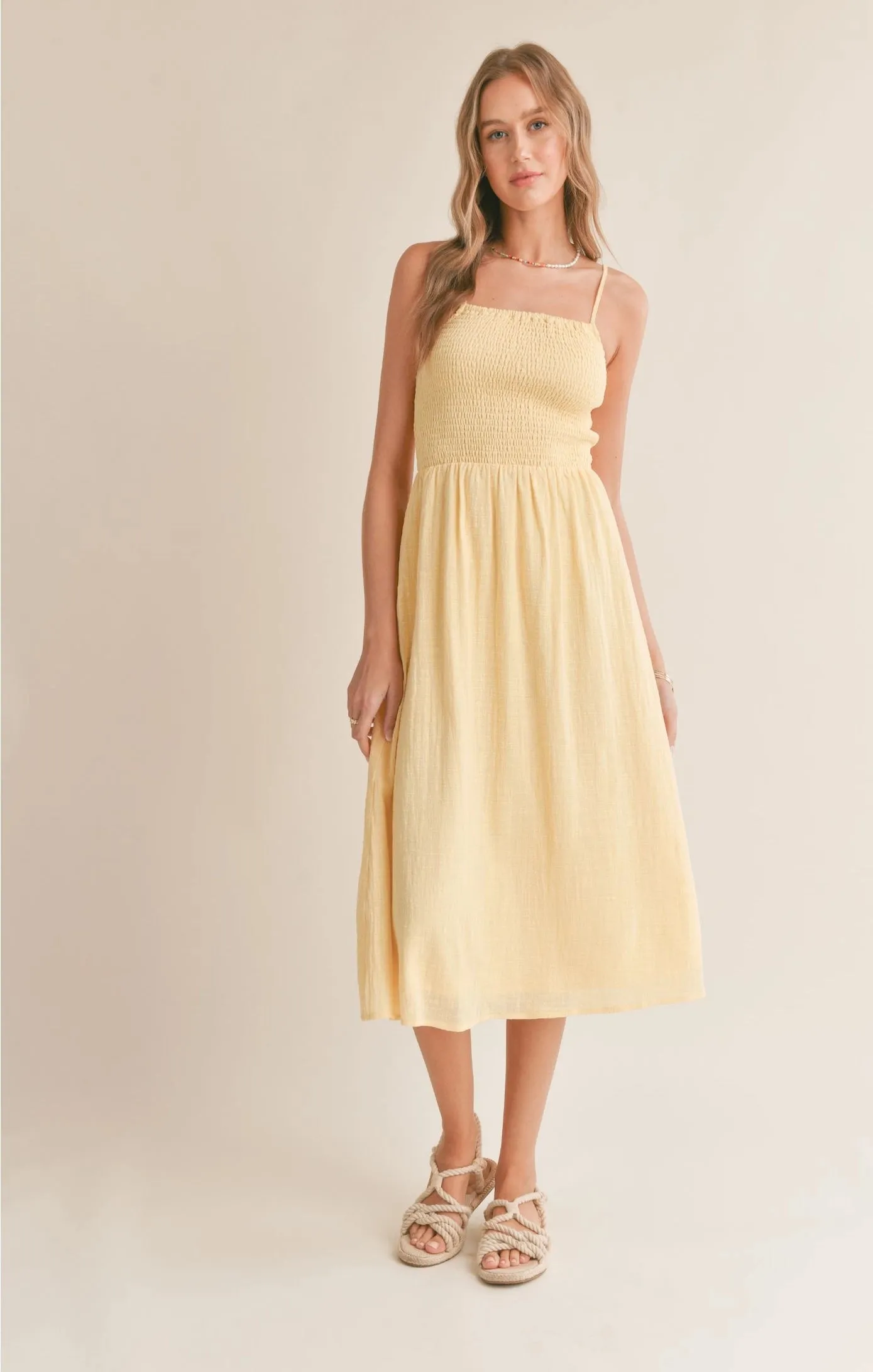 Sadie & Sage Bird Song Smocked Midi Dress