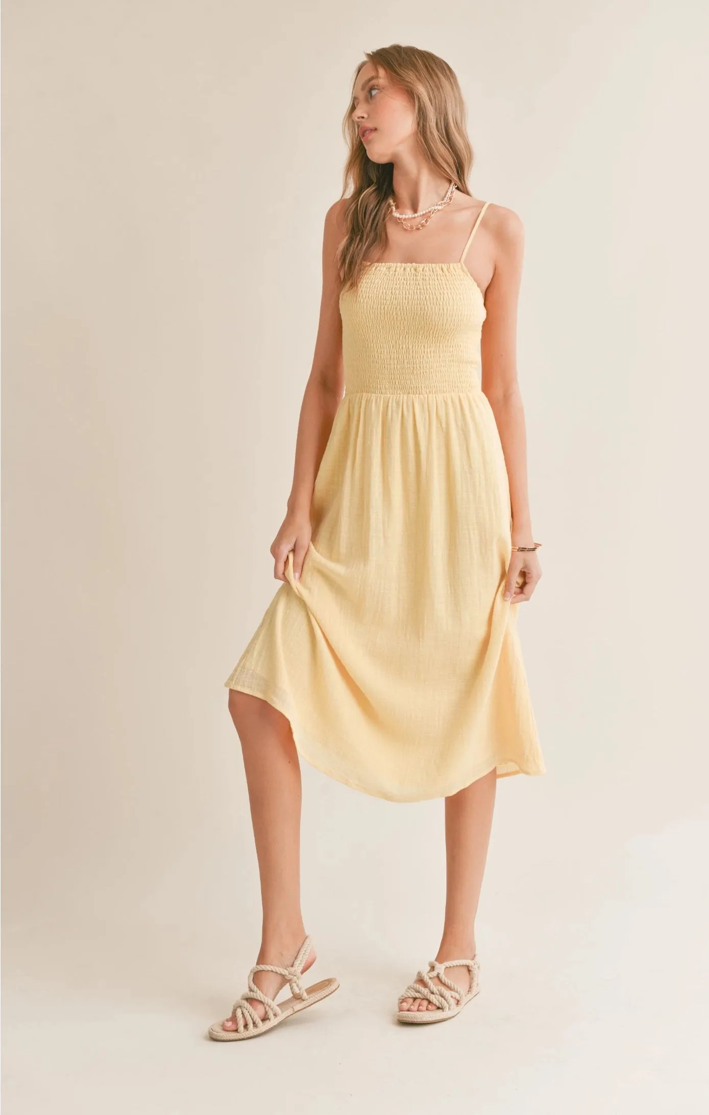 Sadie & Sage Bird Song Smocked Midi Dress