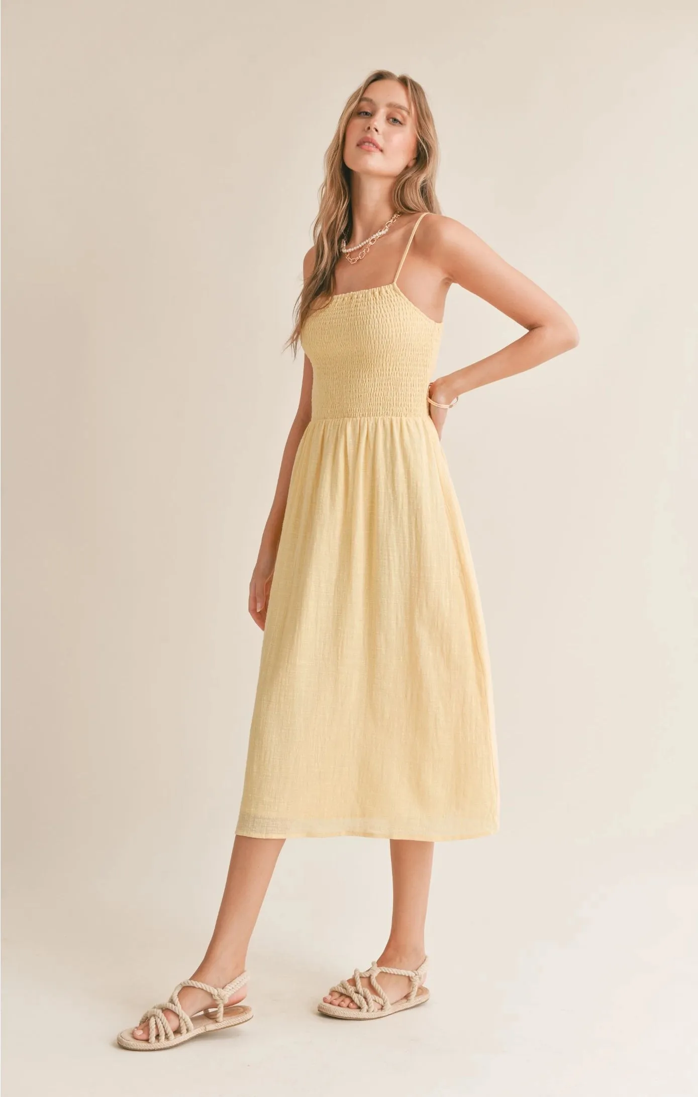 Sadie & Sage Bird Song Smocked Midi Dress