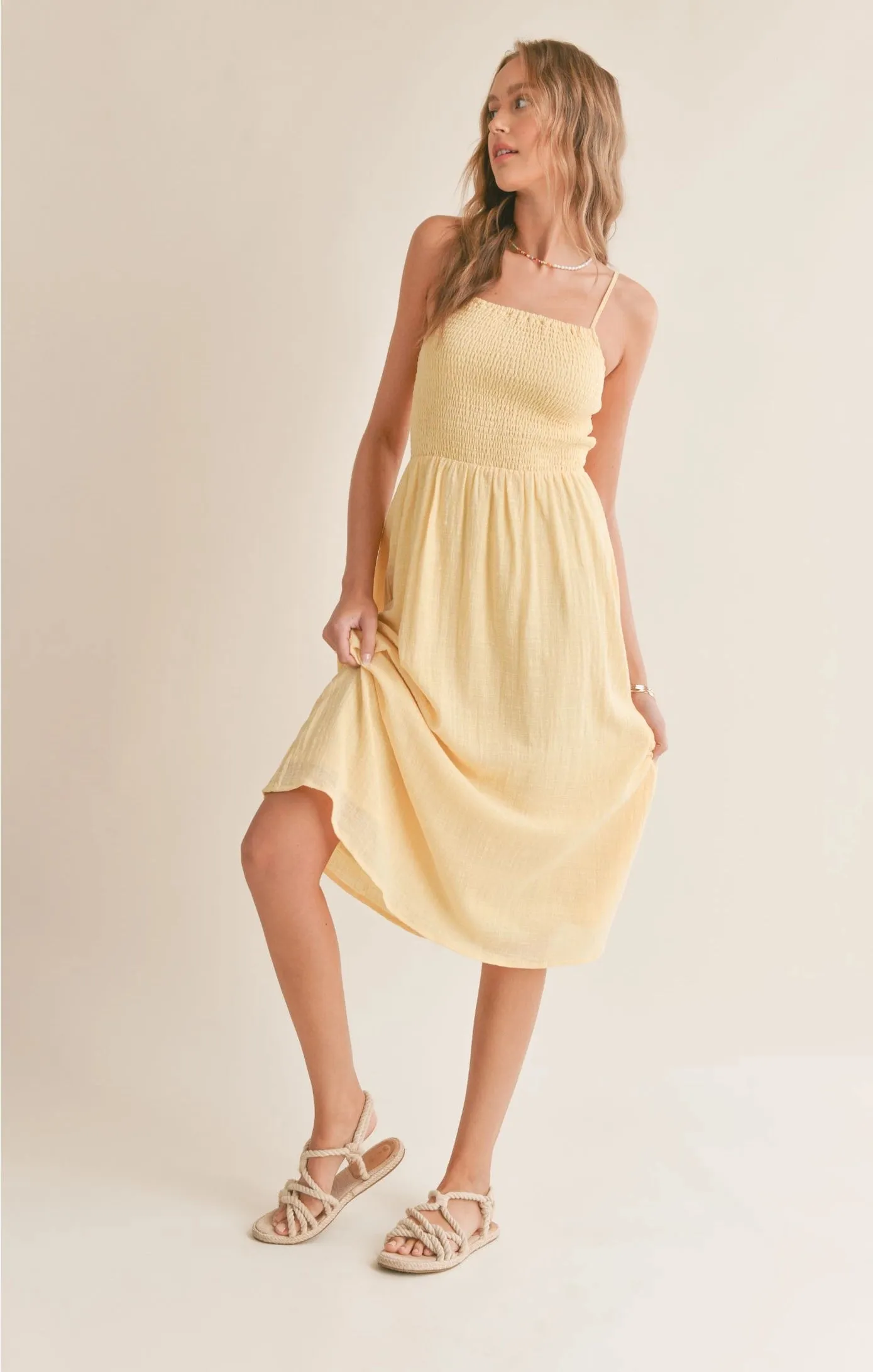 Sadie & Sage Bird Song Smocked Midi Dress