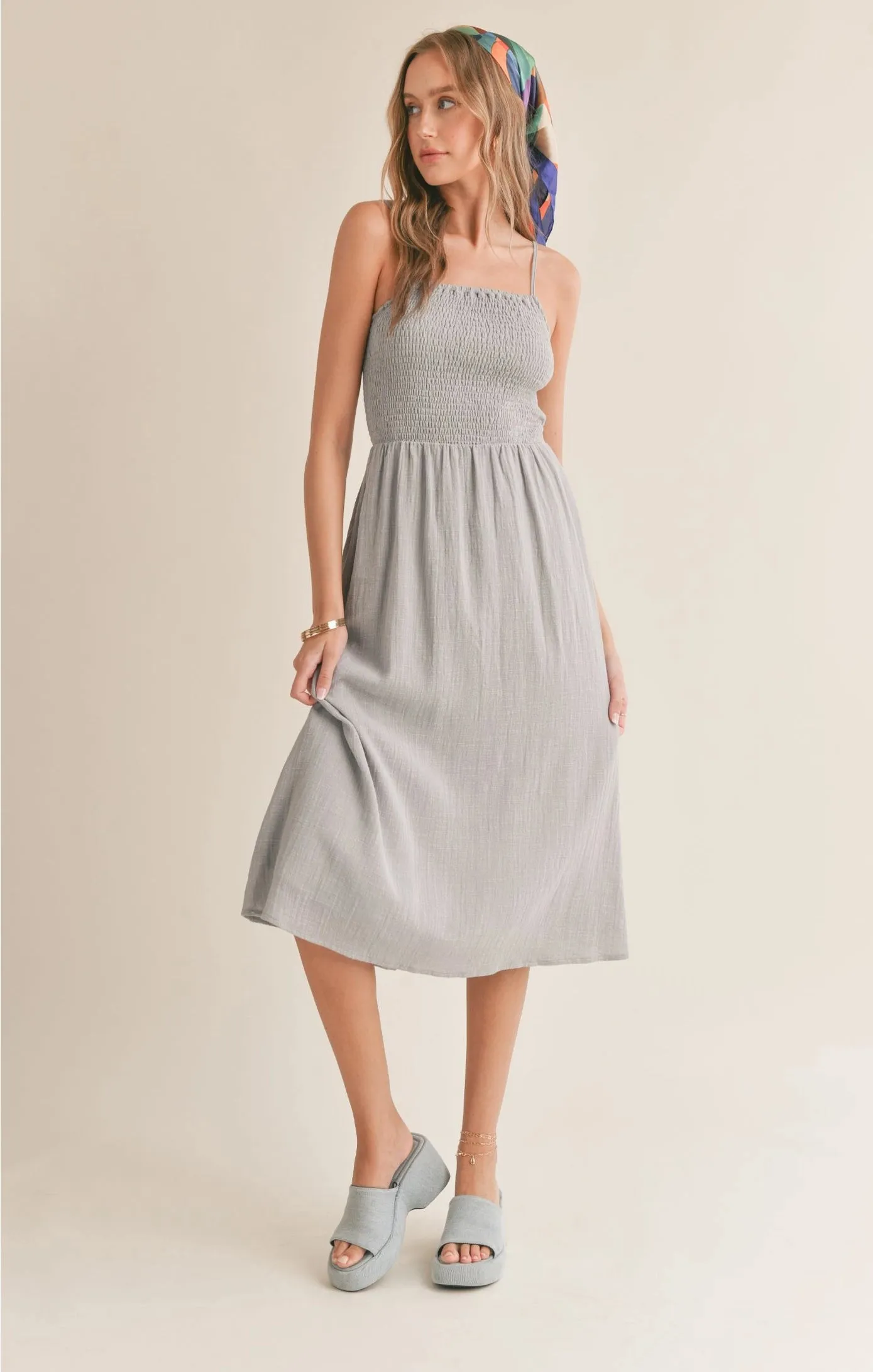 Sadie & Sage Bird Song Smocked Midi Dress