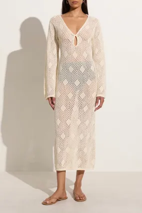 Serena Pointelle Knit Dress Off White