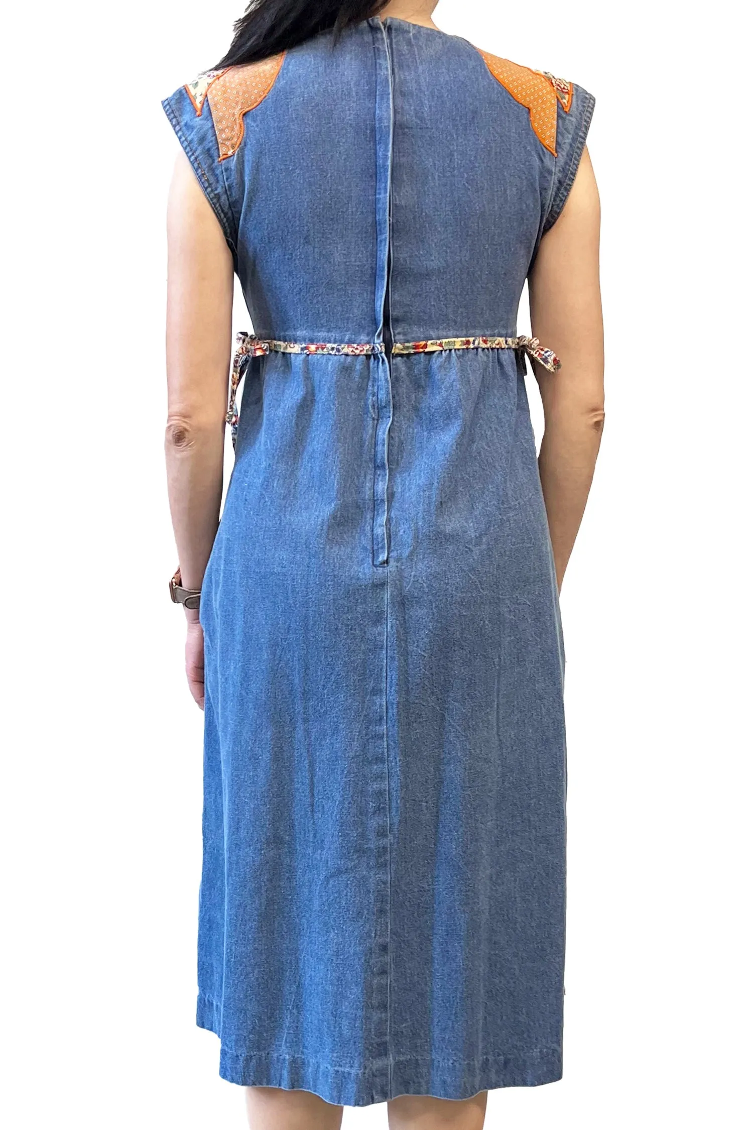 Seventies Infinity Denim Applique Patchwork Dress