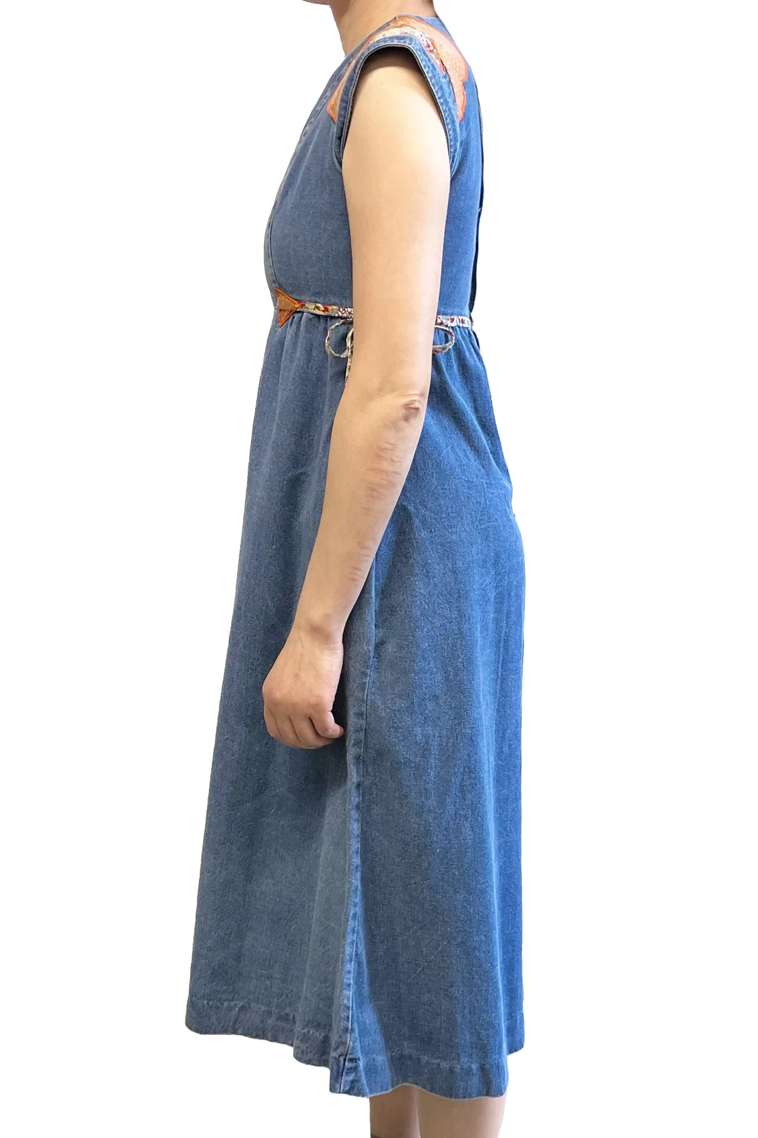 Seventies Infinity Denim Applique Patchwork Dress