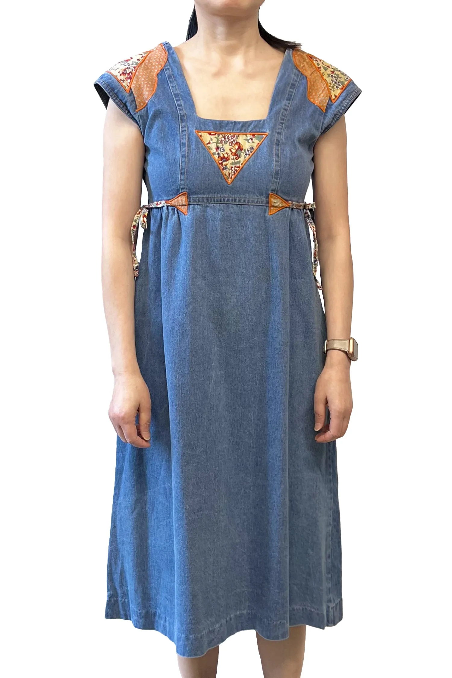 Seventies Infinity Denim Applique Patchwork Dress