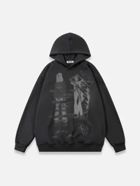 Shadow Print Y2K Hoodie