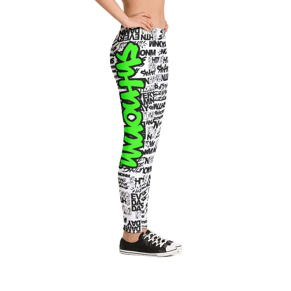 SHTNONM - LEGGINGS (WHITE/NEON GREEN)