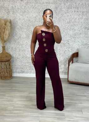 SO CHIC CITY GIRL JUMPSUIT (Burgundy/Wine)