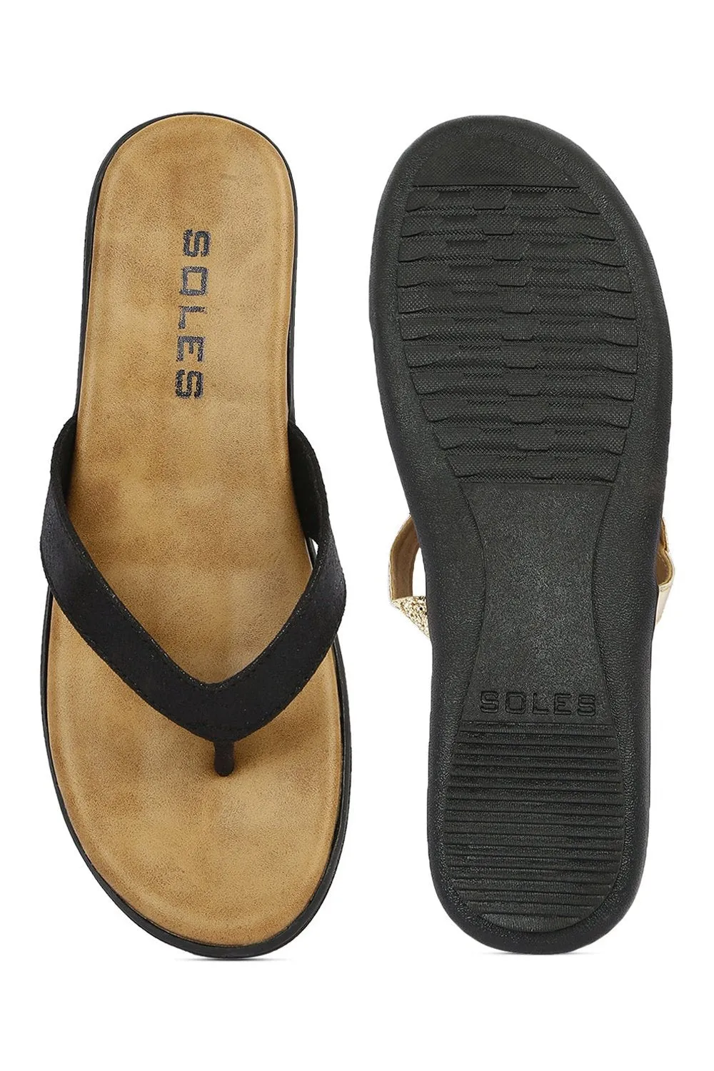 SOLES Classic Black Flat Sandals - Versatile Style for Any Occasion