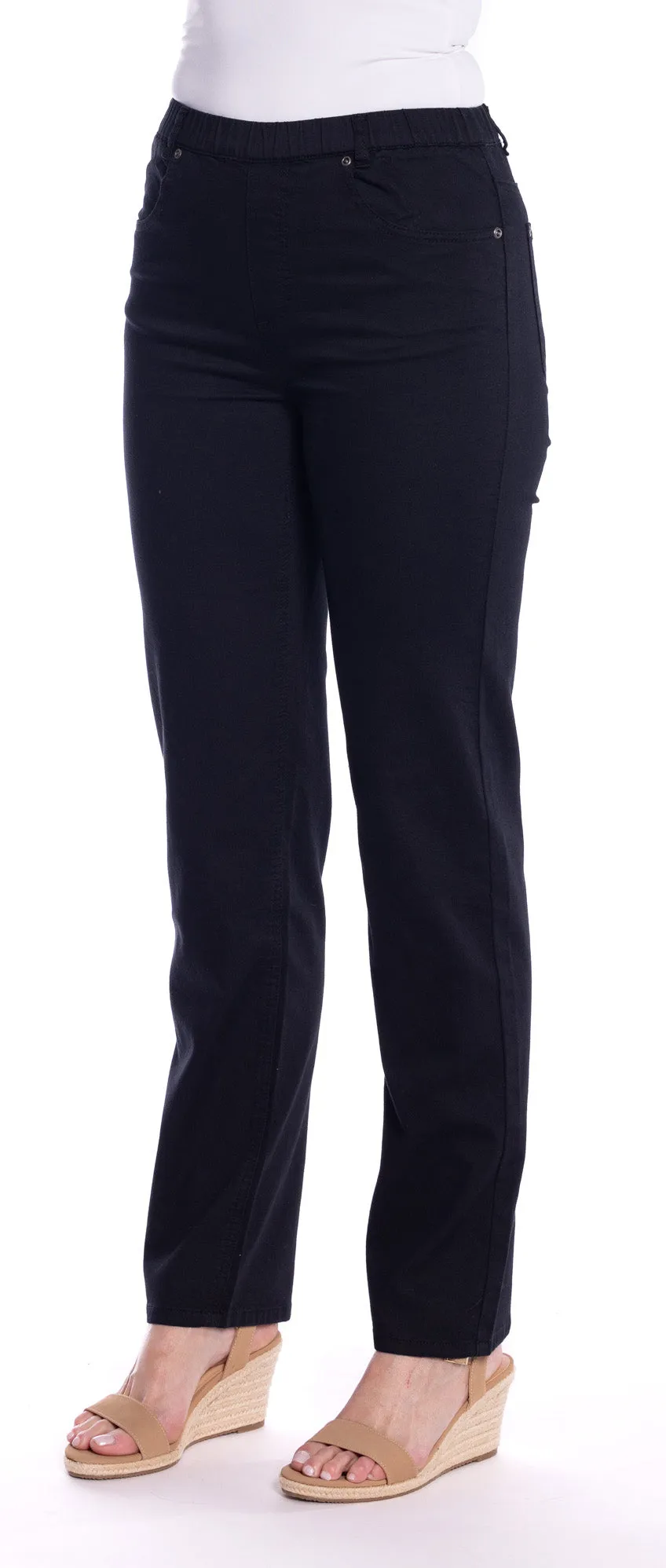 Straight Leg Coloured Jeans by  Café Latte - Black