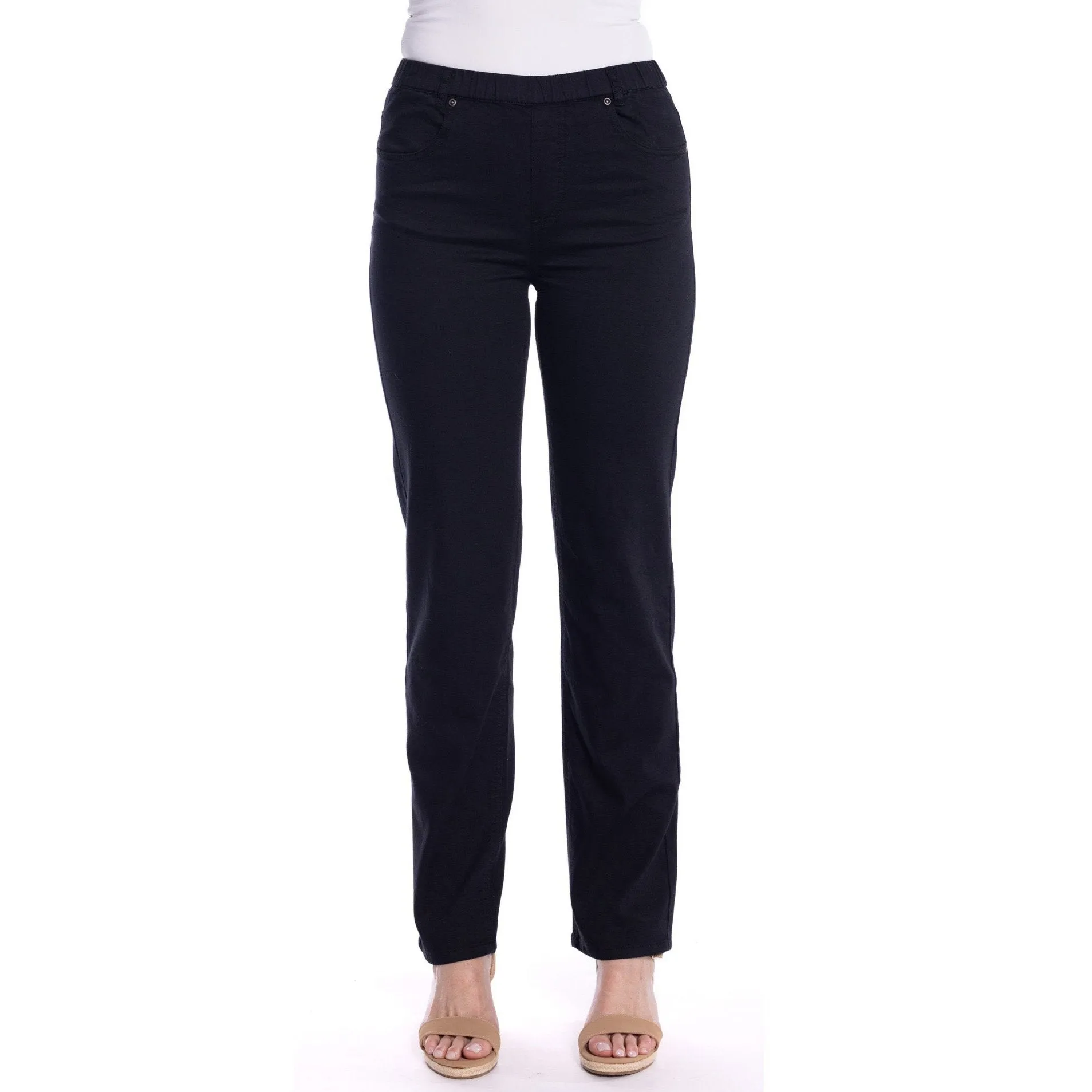 Straight Leg Coloured Jeans by  Café Latte - Black