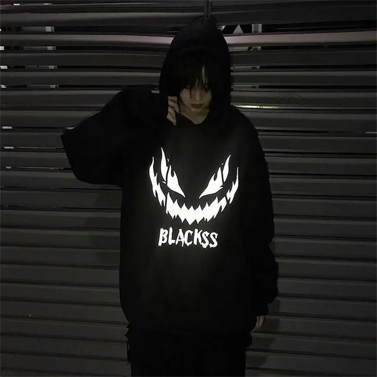 Streetwear pullover Reflector Printed Mens Hoodie