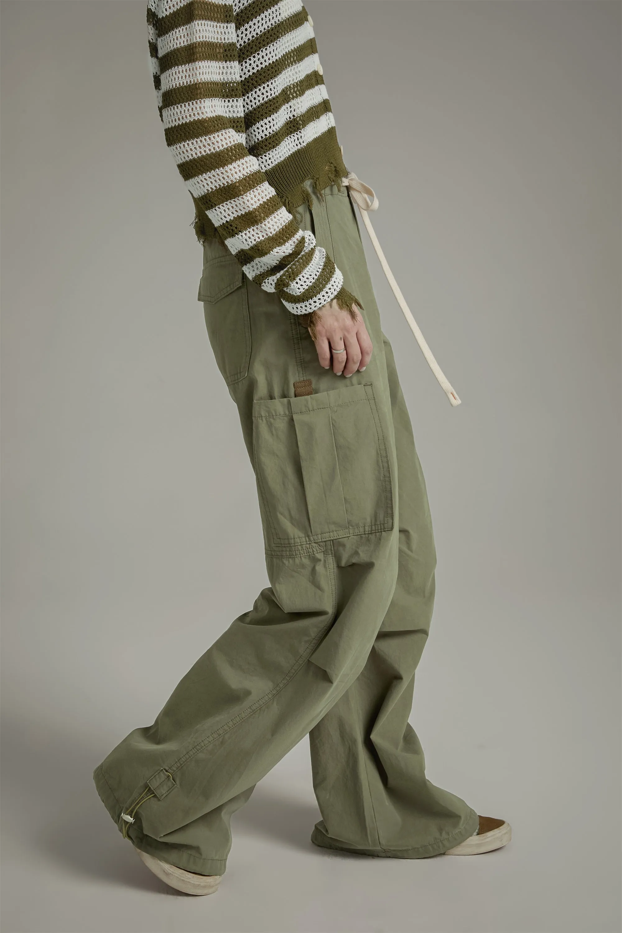 String Wide Cargo Pants