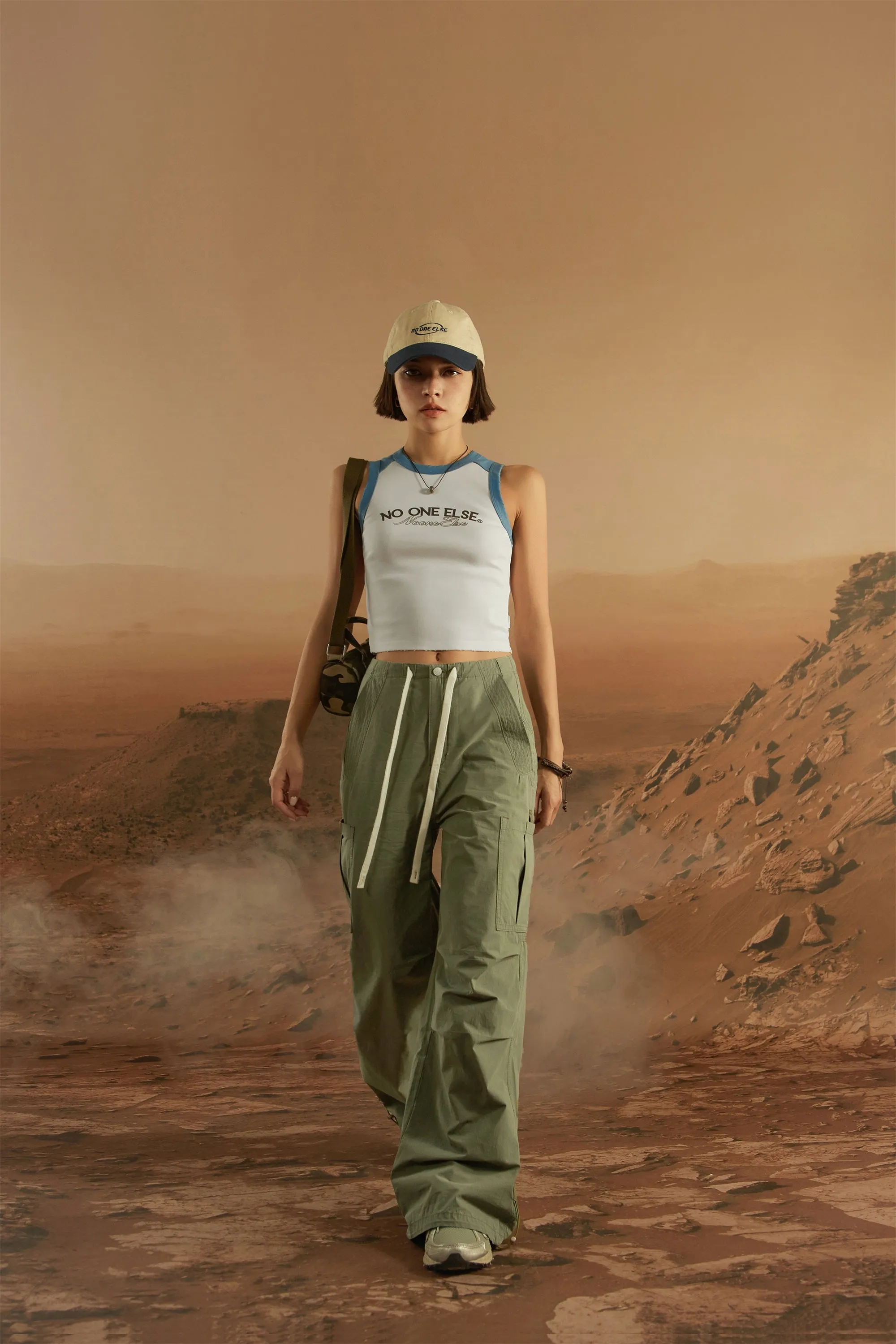 String Wide Cargo Pants