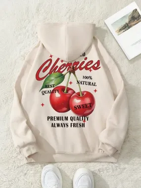 SXV  'cherries premium quality’ Printed Cool Aesthetic Sweatshirt Hoodie