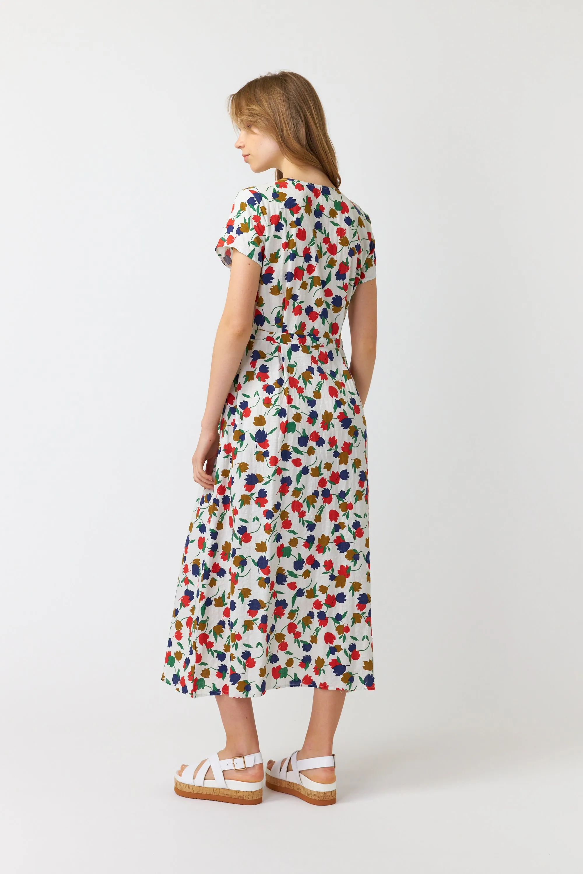 Sylvester Tulips Midi Dress - Ivory