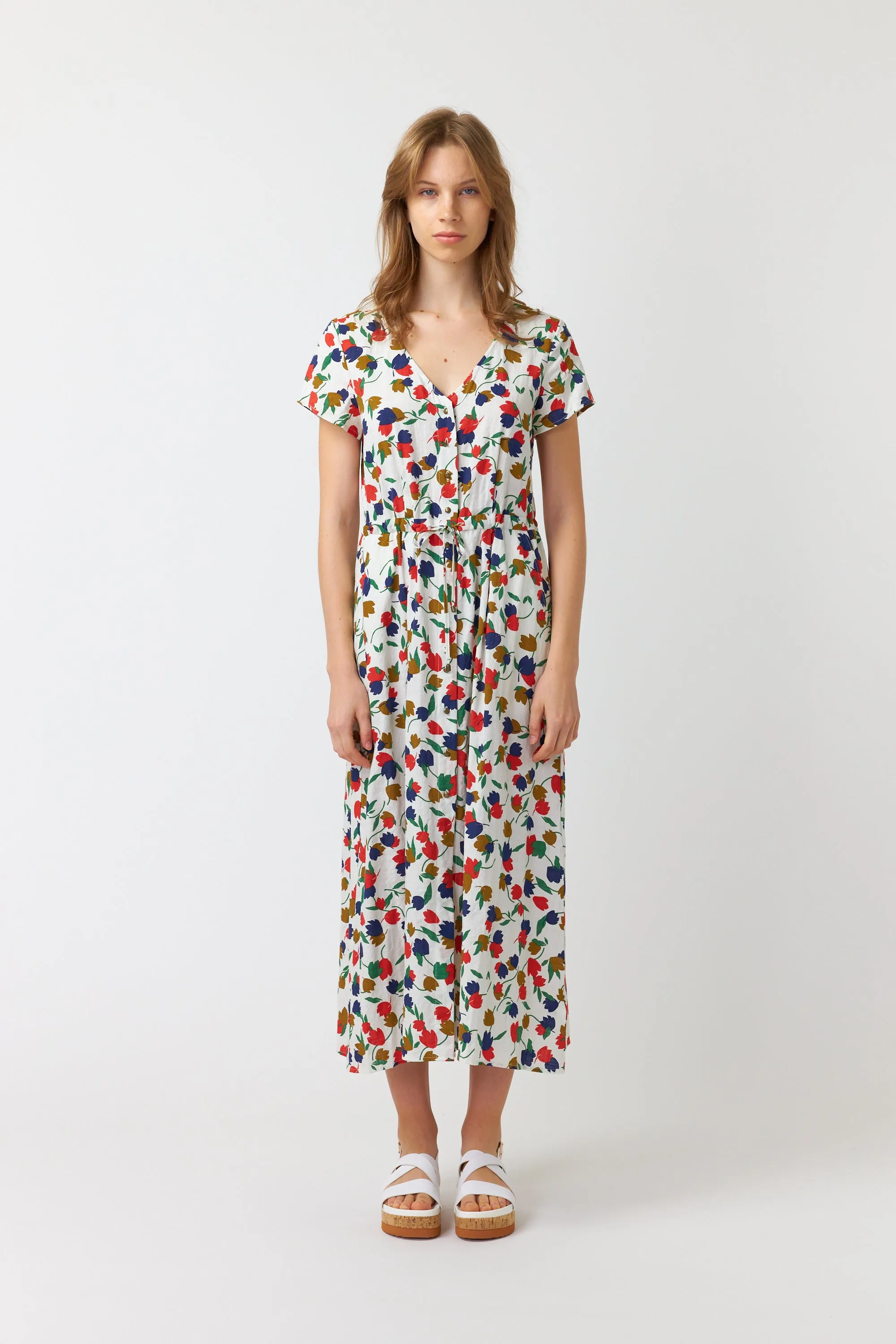 Sylvester Tulips Midi Dress - Ivory