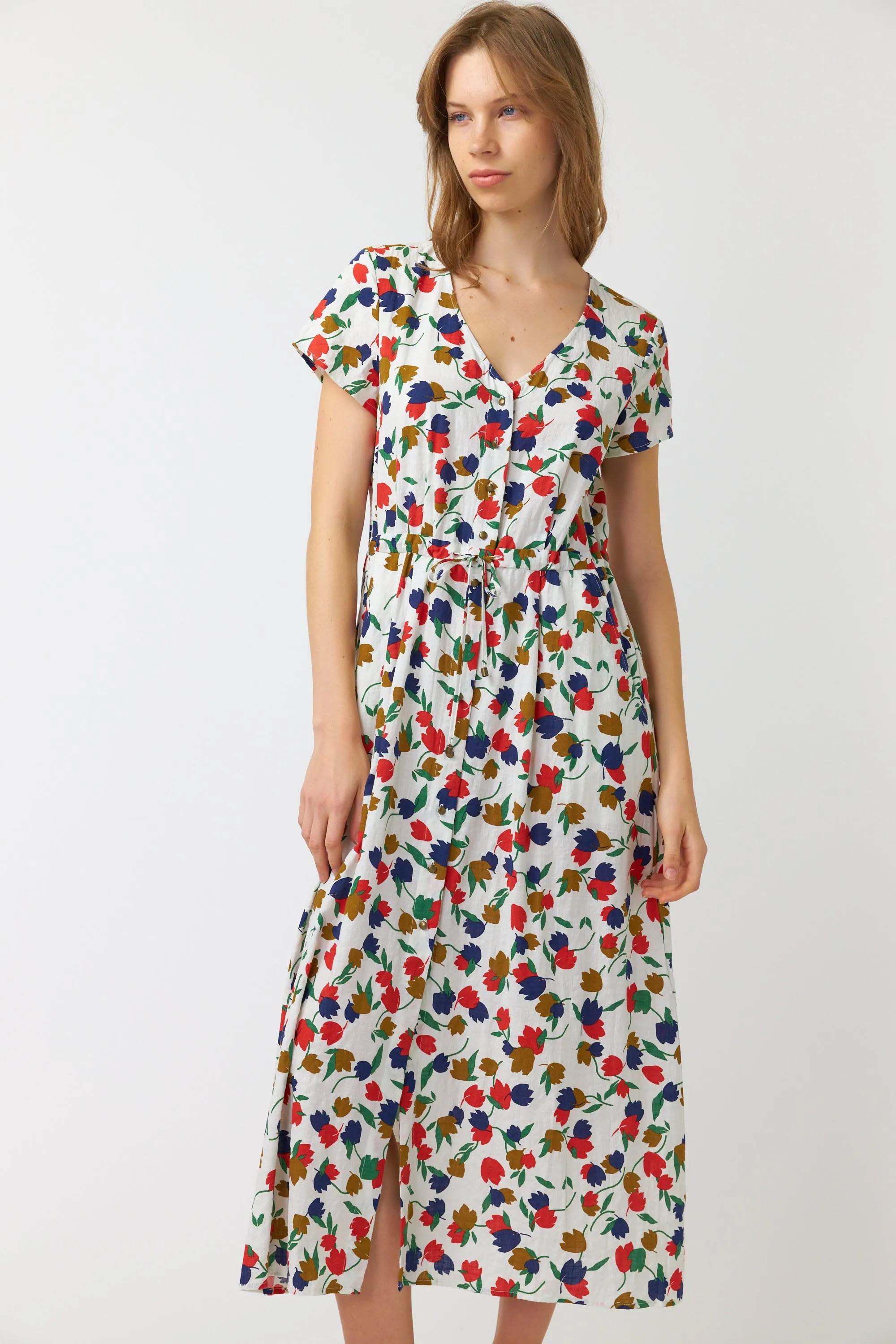 Sylvester Tulips Midi Dress - Ivory