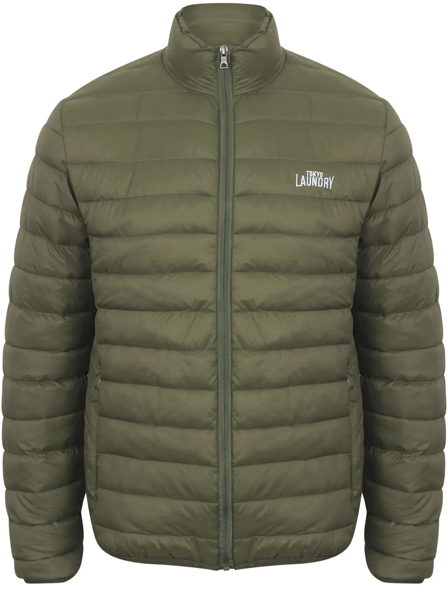 Tabor Quilted Puffer Jacket in Thyme Green - Tokyo Laundry