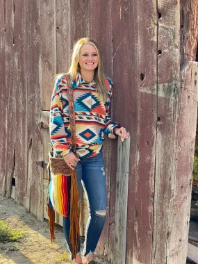 The Fall Tribal Clemson Stripe Half Zip Curvy Sizes  Top