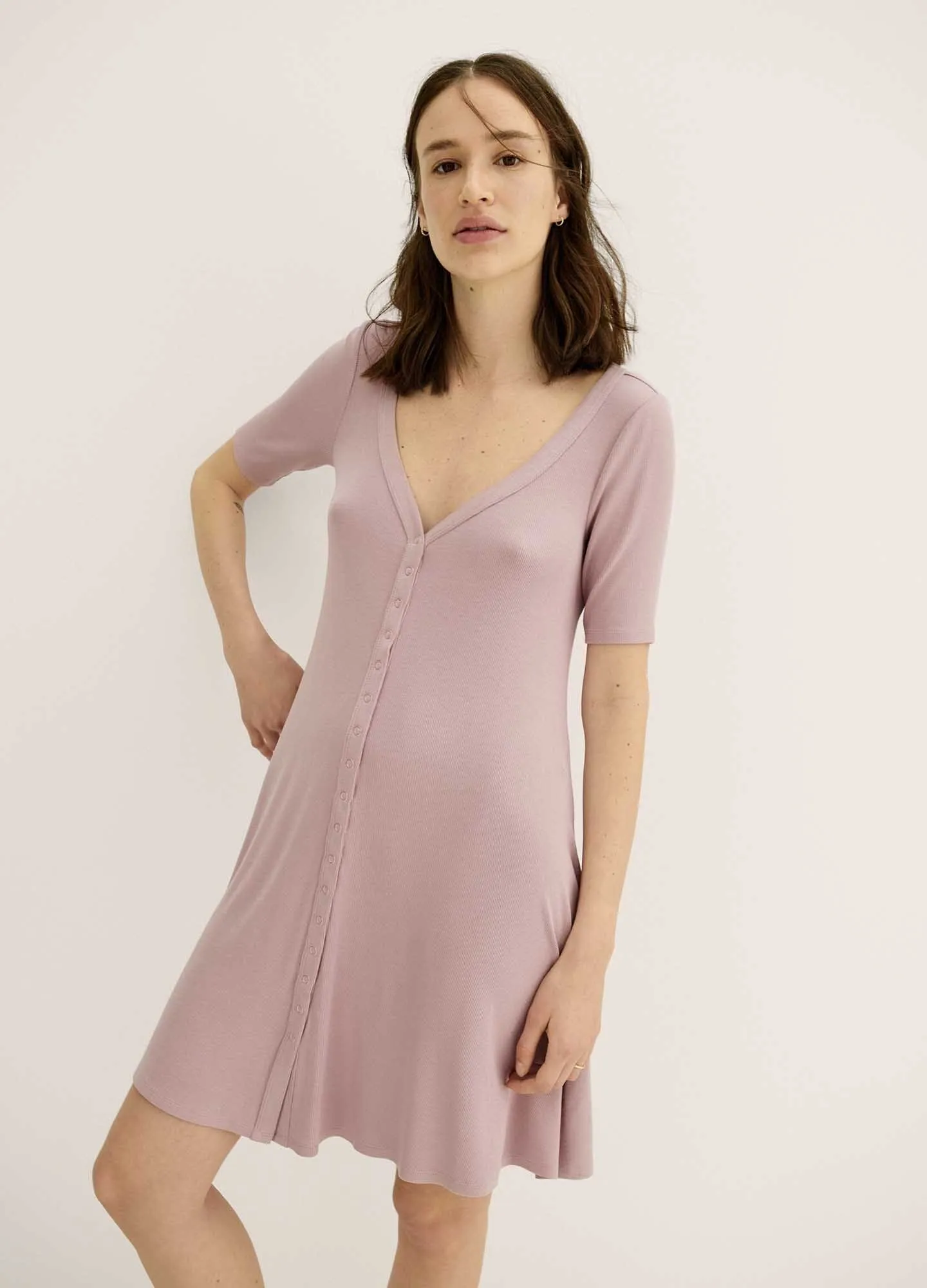 The Softest Rib Nursing Mini Dress