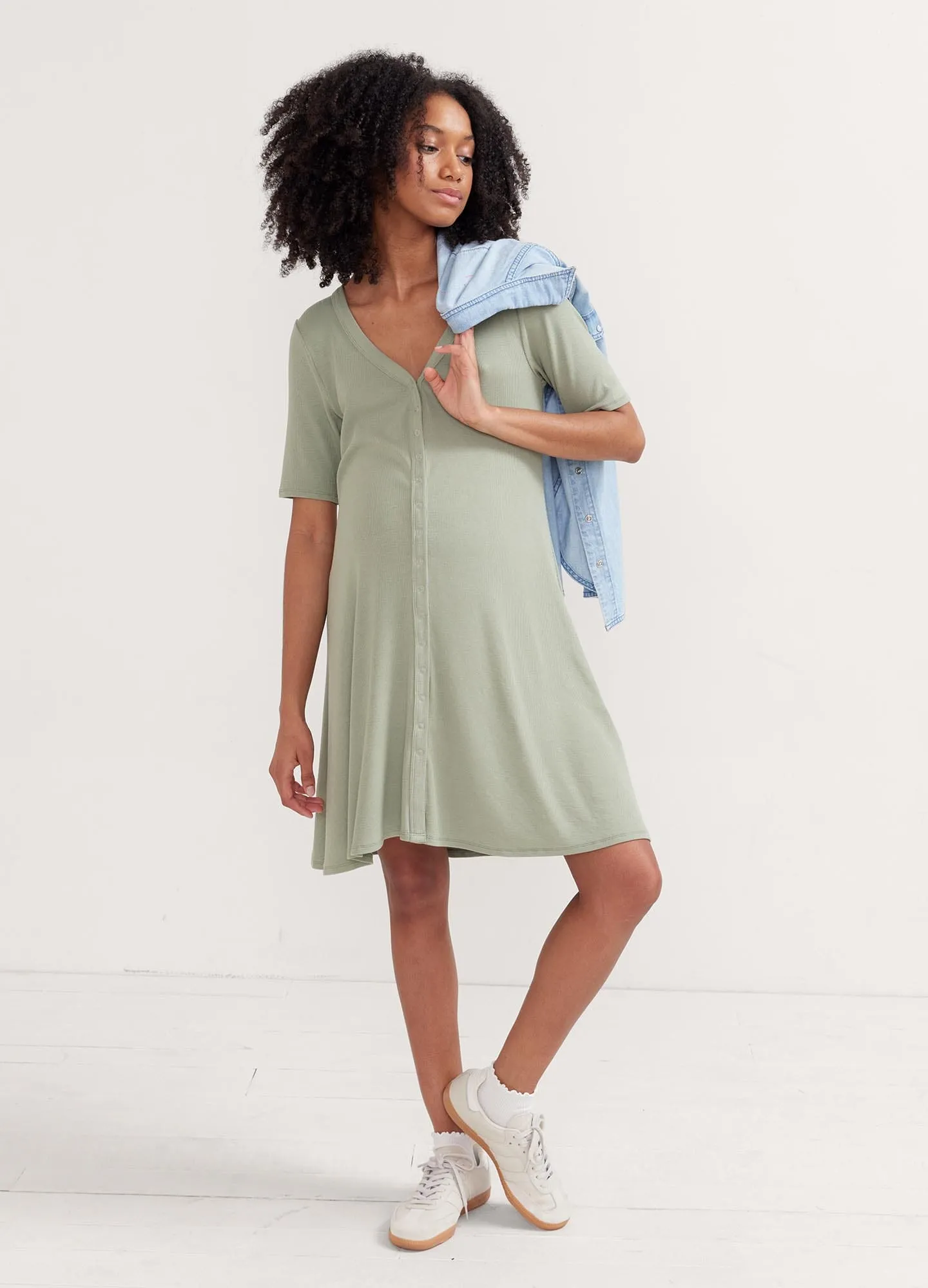 The Softest Rib Nursing Mini Dress