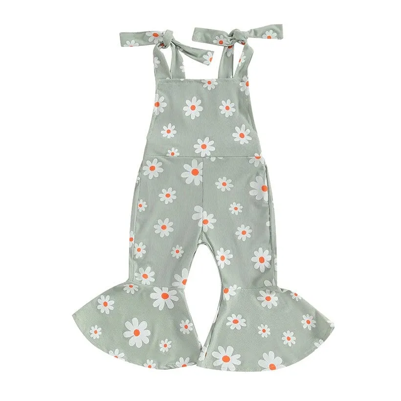 Tie Straps Daisy Flared Toddler Jumpsuit