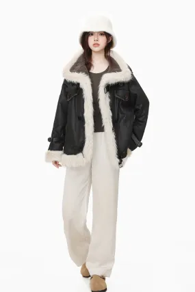 TODAMU® new winter new American retro loose plush splicing cotton jacket