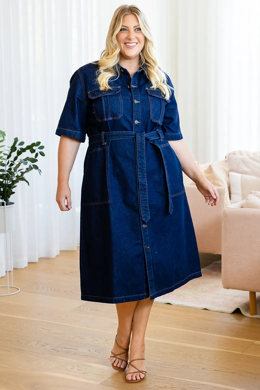 Turner Denim Midi Dress Dark Indigo